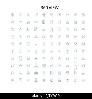 360 afficher les icônes, les signes, les symboles de contour, la collection de lignes d'illustration linéaire concept Illustration de Vecteur