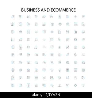 icônes d'affaires et de commerce électronique, signes, symboles de contour, collection de lignes d'illustration linéaire de concept Illustration de Vecteur