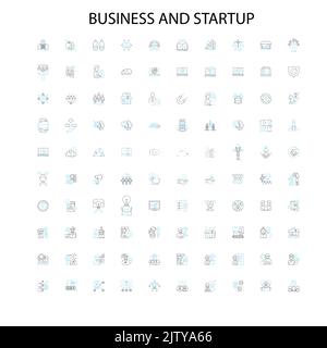 icônes d'affaires et de démarrage, signes, symboles de contour, collection de lignes d'illustration linéaire de concept Illustration de Vecteur