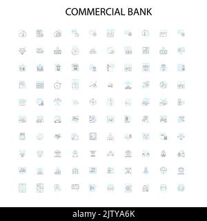 icônes de banque commerciale, signes, symboles de contour, collection de lignes d'illustration linéaire de concept Illustration de Vecteur