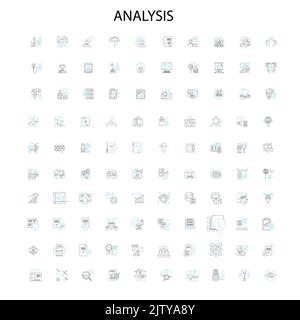 icônes d'analyse, signes, symboles de contour, collection de lignes d'illustration linéaire de concept Illustration de Vecteur