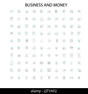 icônes d'affaires et d'argent, signes, symboles de contour, collection de lignes d'illustration linéaire de concept Illustration de Vecteur
