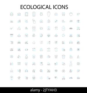 icônes écologiques, signes, symboles de contour, collection de lignes d'illustration linéaire de concept Illustration de Vecteur