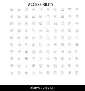 icônes d'accessibilité, signes, symboles de contour, collection de lignes d'illustration linéaire de concept Illustration de Vecteur