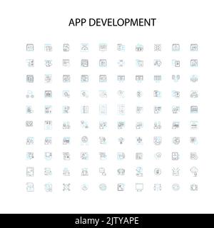 icônes de développement d'applications, signes, symboles de contour, collection de lignes d'illustration linéaire de concept Illustration de Vecteur