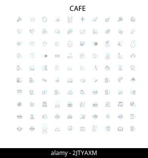 icônes de café, signes, symboles de contour, collection de lignes d'illustration linéaire de concept Illustration de Vecteur