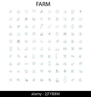 icônes de ferme, signes, symboles de contour, collection de lignes d'illustration linéaire de concept Illustration de Vecteur