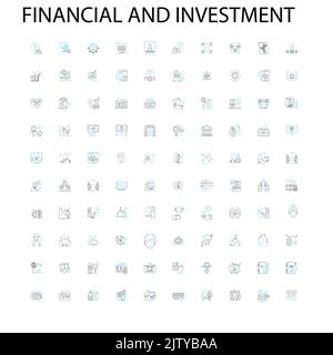 icônes financières et d'investissement, signes, symboles de contour, collection de lignes d'illustration linéaire de concept Illustration de Vecteur