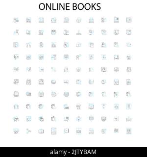 livres en ligne icônes, signes, symboles de contour, collection de lignes d'illustration linéaire de concept Illustration de Vecteur