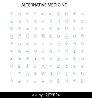 médecine alternative concept icônes, signes, contours symboles, concept linéaire illustration collection de ligne Illustration de Vecteur