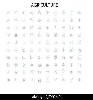 icônes d'agriculture, signes, symboles de contour, collection de lignes d'illustration linéaire de concept Illustration de Vecteur