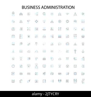 icônes d'administration commerciale, signes, symboles de contour, collection de lignes d'illustration linéaire de concept Illustration de Vecteur