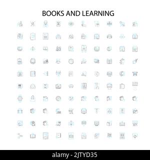 livres et icônes d'apprentissage, signes, symboles de contour, collection de lignes d'illustration linéaire de concept Illustration de Vecteur