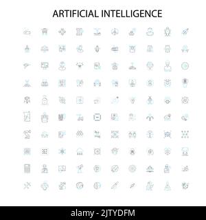 intelligence artificielle et futur robot icônes, signes, contours symboles, concept linéaire illustration collection de ligne Illustration de Vecteur