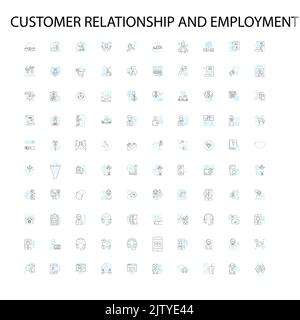 icônes de relation client et d'emploi, signes, symboles de contour, collection de lignes d'illustration linéaire de concept Illustration de Vecteur