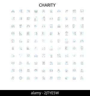 icônes de charité, signes, symboles de contour, collection de lignes d'illustration linéaire de concept Illustration de Vecteur