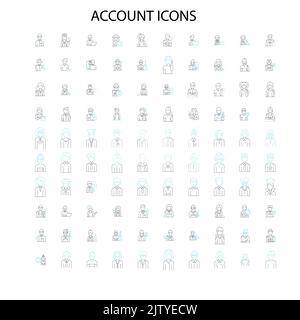icônes de compte icônes, signes, symboles de contour, collection de lignes d'illustration linéaire de concept Illustration de Vecteur