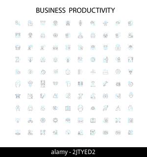 icônes de productivité d'entreprise, signes, symboles de contour, collection de lignes d'illustration linéaire de concept Illustration de Vecteur