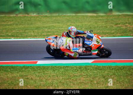 Axel Bassani pendant la course de jour du Championnat de Superbike Motul FIM 2021 à Misano Banque D'Images