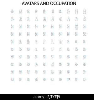 avatars et icônes d'occupation, signes, symboles de contour, collection de lignes d'illustration linéaire de concept Illustration de Vecteur