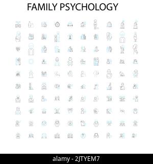 icônes de psychologie familiale, signes, symboles de contour, collection de lignes d'illustration linéaire de concept Illustration de Vecteur