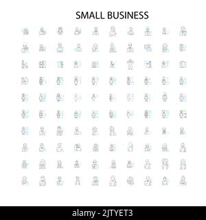 icônes, signes, symboles de contour, collection de lignes d'illustration linéaire de concept pour les petites entreprises Illustration de Vecteur