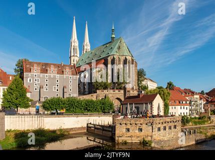 Eglise Saint-Pierre-et-Paul (Peterskirche) et Maison Woad (Waidhaus), Görlitz (Goerlitz), Allemagne Banque D'Images