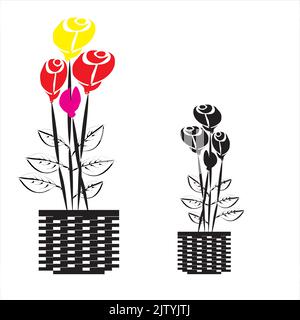Illustration vectorielle d'un vase à fleurs pour éléments de design, décorations et décorations murales Illustration de Vecteur