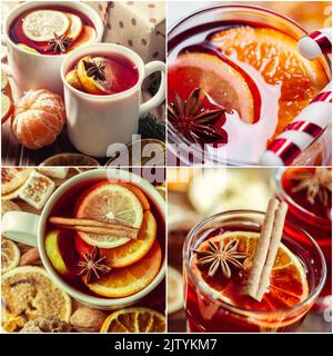 Collage de la boisson chaude de Noël Banque D'Images