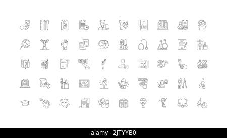 Illustration du concept de test, icônes linéaires, jeu de signes de ligne, collection de vecteurs Illustration de Vecteur