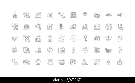 Illustration de concept de taxes, icônes linéaires, jeu de signes de ligne, collection de vecteurs Illustration de Vecteur
