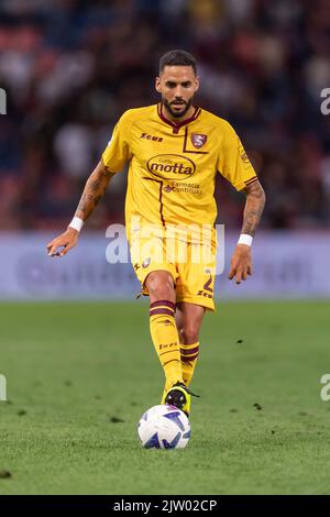 Dylan Bronn (Salernitana) Lors du match italien 'erie A' entre Bologne 1-1 Salernitana au stade Renato Dall Ara sur 1 septembre 2022 à Bologne, Italie. (Photo de Maurizio Borsari/AFLO) Banque D'Images