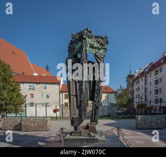 Sculpture de Pamataj (Remember) - Mémorial aux victimes de l'Holocauste par Milan Lukáč , 1996 - Bratislava, Slovaquie Banque D'Images