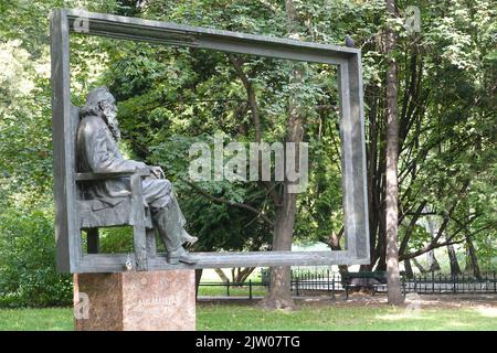 Statue de Jan Matejko 19th siècle peintre polonais, Planty, Cracovie, Pologne, Europe Banque D'Images