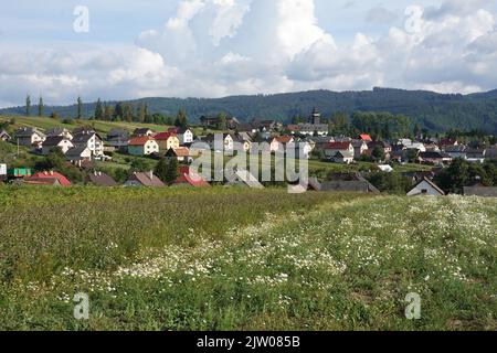 Vychodna, un village au pied de la montagne Krivan, Slovaquie, Europe. Banque D'Images