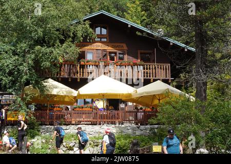 Zamkovskeho Chata, un chalet à une heure de marche de Hrebienok sur le sentier rouge, Hautes Tatras, Slovaquie, Europe Banque D'Images