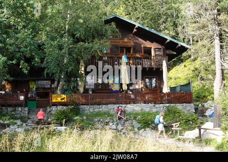 Zamkovskeho Chata, un chalet à une heure de marche de Hrebienok sur le sentier rouge, Hautes Tatras, Slovaquie, Europe Banque D'Images