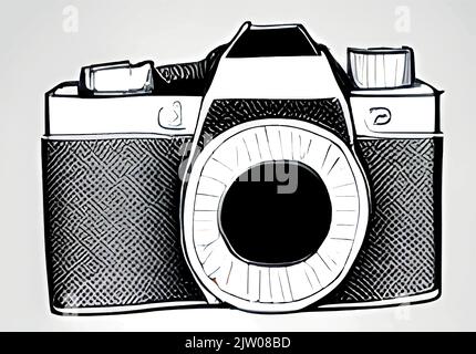 Un appareil photo numérique simple isolé sur fond blanc Illustration de Vecteur