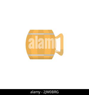 Bière plate colorée dans une tasse en bois isolée sur fond blanc. Illustration de Vecteur