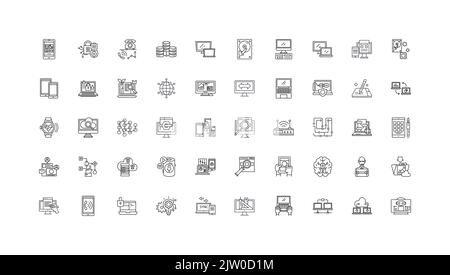 Idées d'administration de système, icônes linéaires, jeu de signes de ligne, collection de vecteurs Illustration de Vecteur