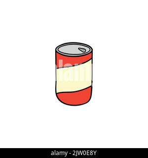 Boisson colorée tirée à la main dans une CAN isolée sur fond blanc. Illustration de Vecteur