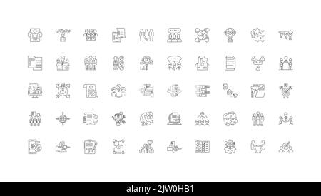 Idées de département, icônes linéaires, jeu de panneaux de ligne, collection de vecteurs Illustration de Vecteur
