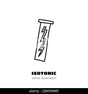 Doodle contour mélange isotonique ou electrites dans un flacon isolé sur fond blanc. Illustration de Vecteur