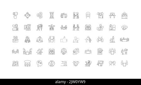 Illustration du concept de négation, icônes linéaires, jeu de signes de ligne, collection de vecteurs Illustration de Vecteur