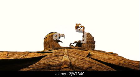 Sculpture de roche d'un oiseau. Banque D'Images