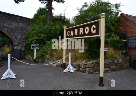 Panneau indiquant la gare de Carrog Banque D'Images