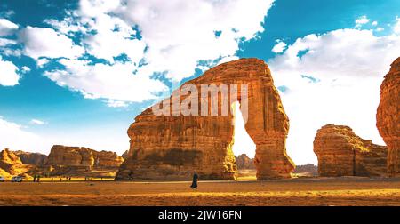 Le célèbre rocher de l'éléphant à Al Ula, Arabie Saoudite. Banque D'Images