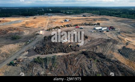 Vue aérienne d'un grand chantier de construction Banque D'Images