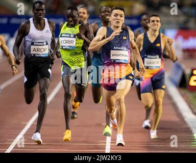 Bruxelles, Belgique. 02nd septembre 2022. Jake Wightman de GB&ni remporte le prix masculin 800m lors de l'Allianz Memorial Van Damme 2022, dans le cadre de la série Diamond League 2022 au stade du Roi Baudouin sur 02 septembre 2022 à Bruxelles, Belgique. Photo de Gary Mitchell/ Credit: Gary Mitchell, GMP Media/Alay Live News Banque D'Images