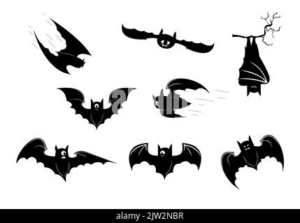 Halloween chauves-souris dans le vecteur d'illustration de style noir Illustration de Vecteur
